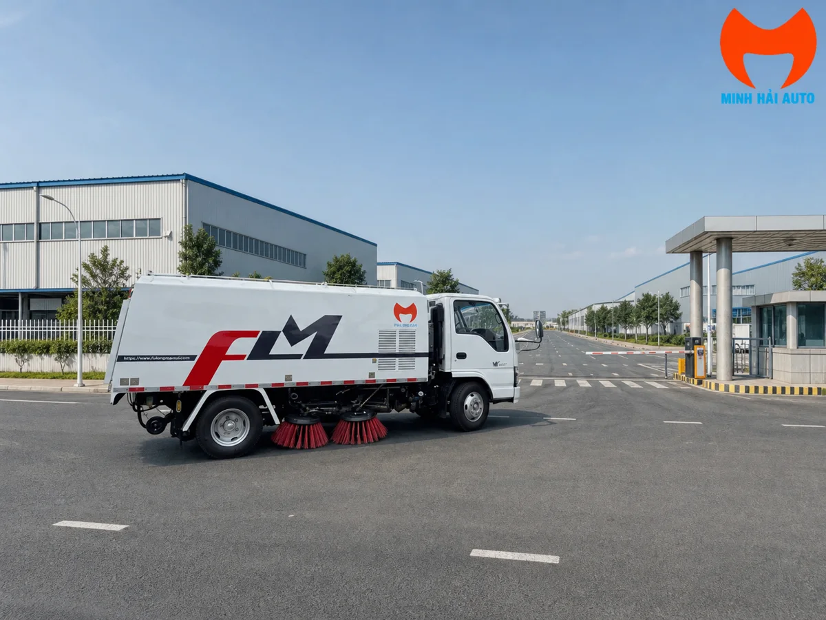 Xe quét Fulongma FLM5110 trên tuyến đường nội bộ khu công nghiệp