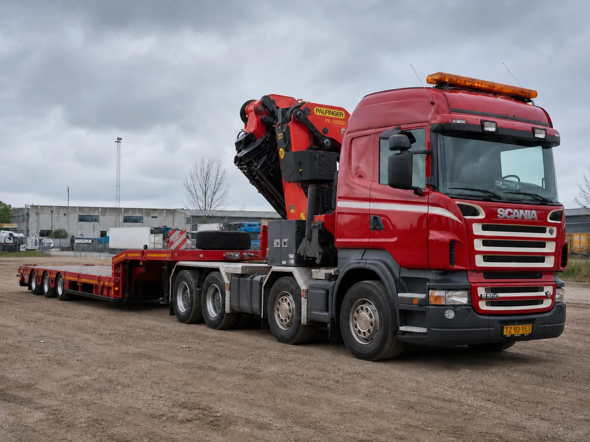 Scania R500 8x4 gắn cẩu gập Palfinger PK100002 F sau cabin đầu kéo