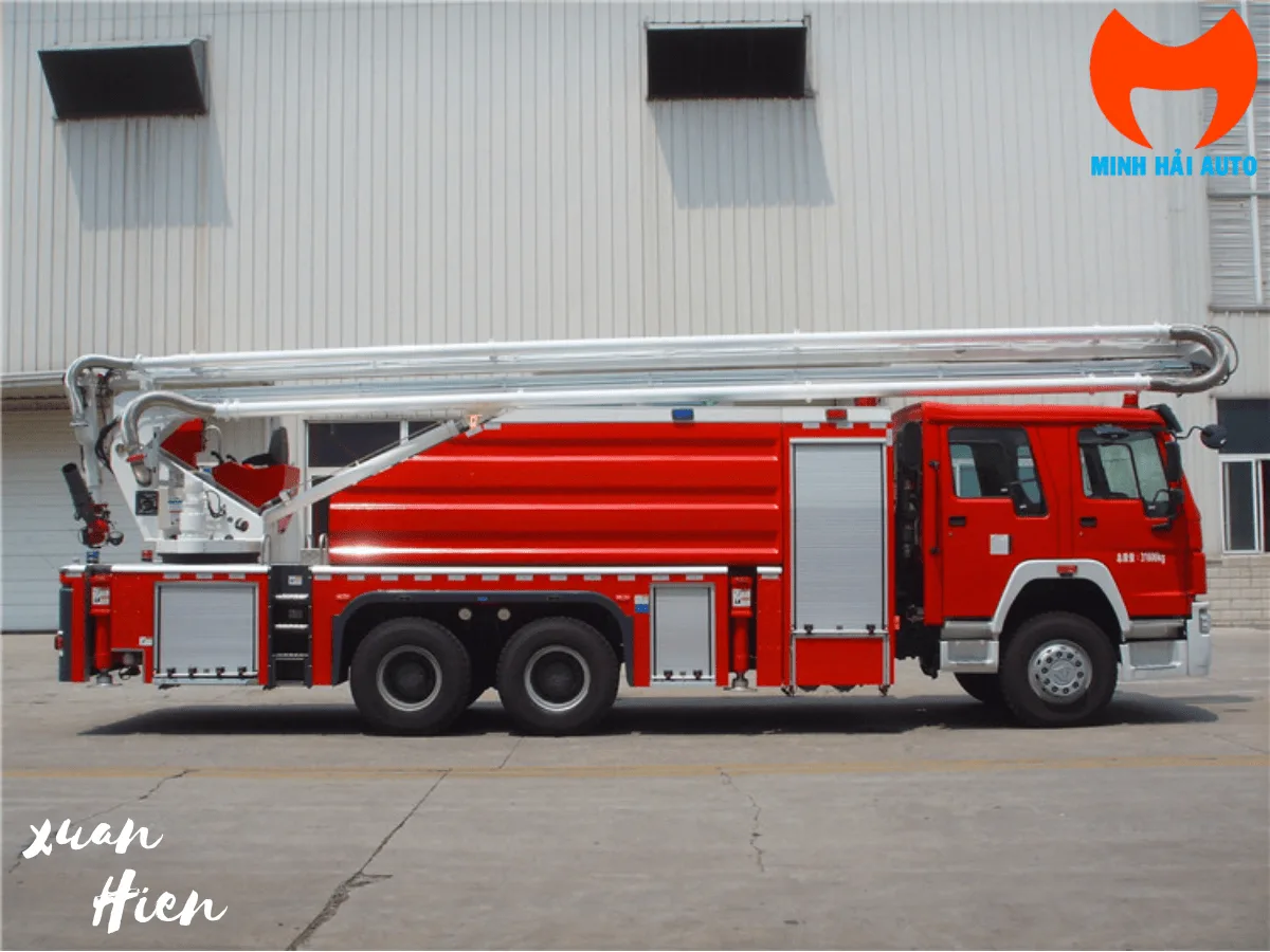 Toàn thân xe tháp nước chữa cháy XCMG JP25C2 nhìn ngang