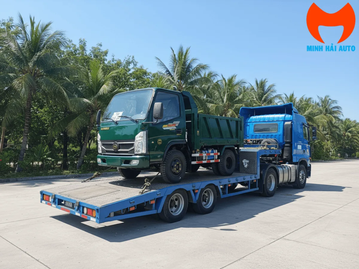 Xe ben nhẹ được vận chuyển tới điểm khai thác