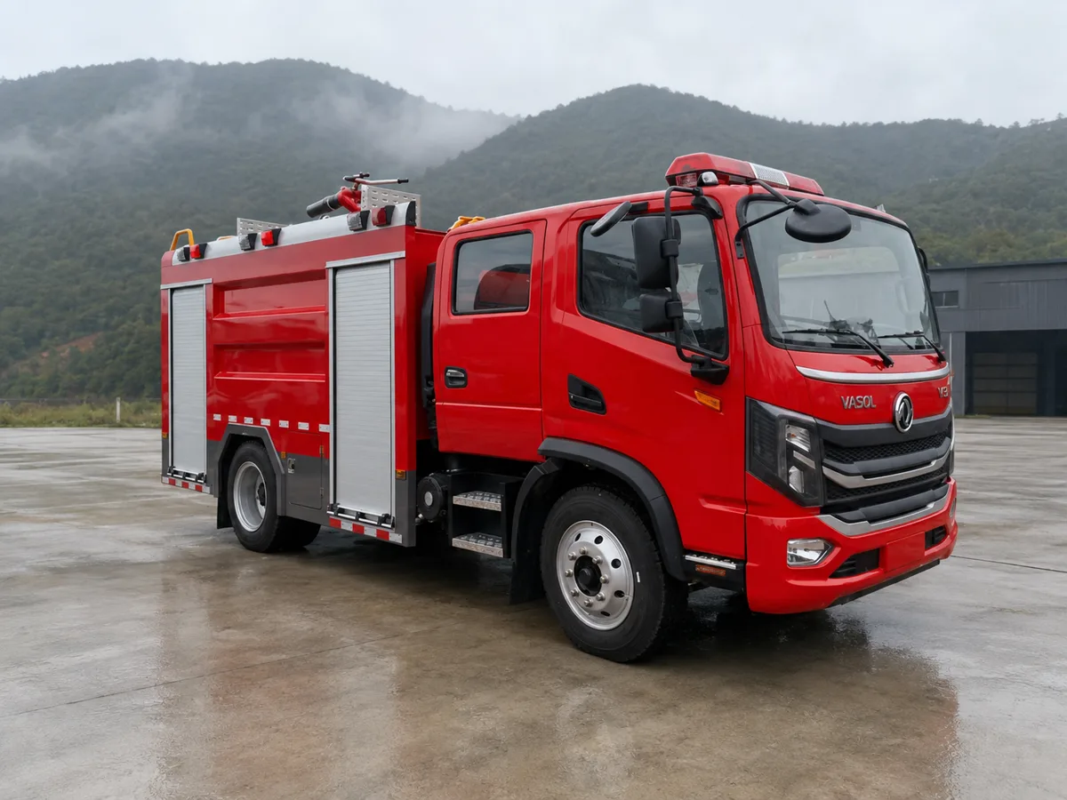 Xe chữa cháy cabin kép minh họa cho kế hoạch bảo dưỡng