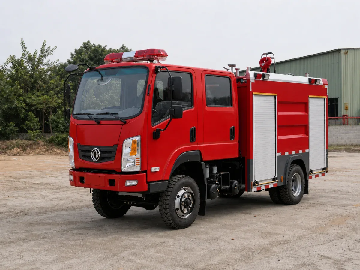 Xe chữa cháy Dongfeng 4x4 cabin kép và lăng giá