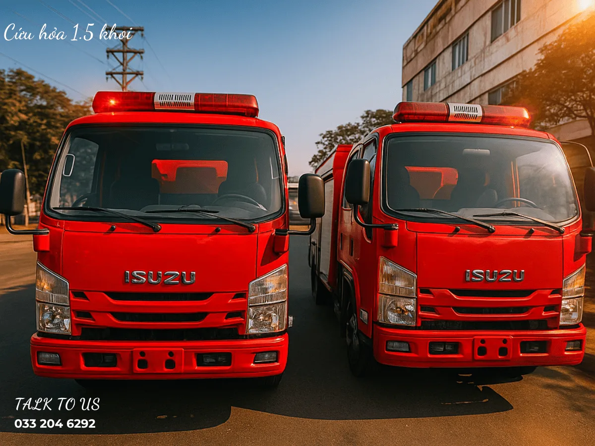 Hai xe cứu hỏa Isuzu cỡ nhỏ phục vụ đường tiếp cận hạn chế