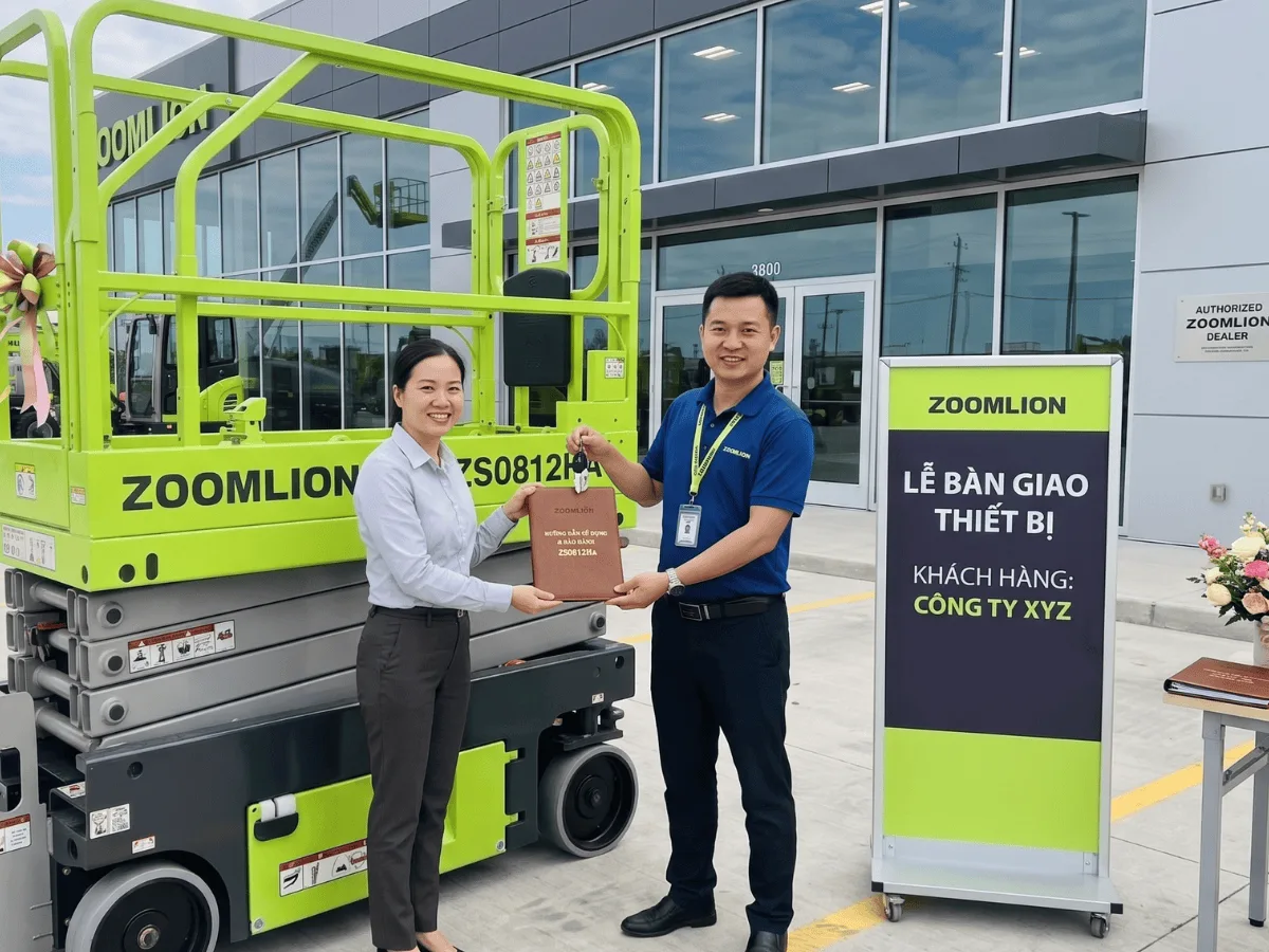 Lễ bàn giao xe nâng người Zoomlion ZS0812HA tại đại lý